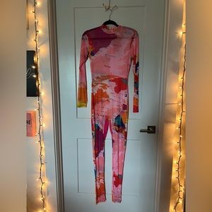 NWOT Callie Lives Sheer Map Cat Suit